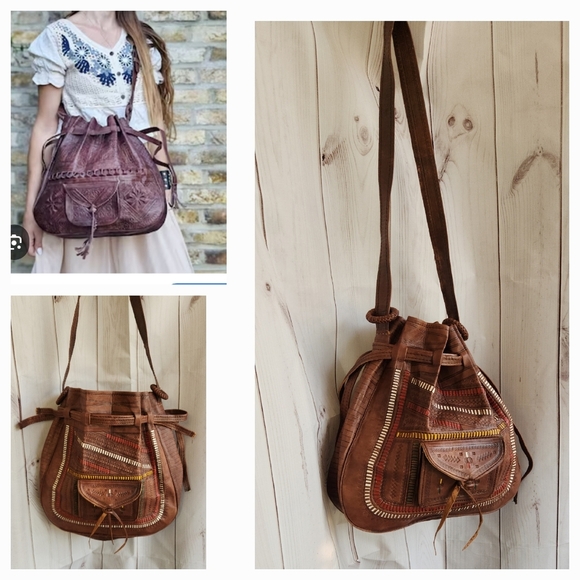 Moroccan leather bag engraved handmade leather bag, - Picture 1 of 10